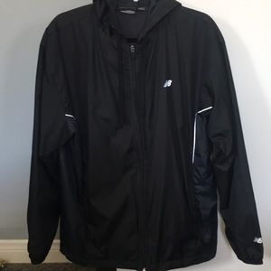New balance full zip rain slicker, black w/ hood